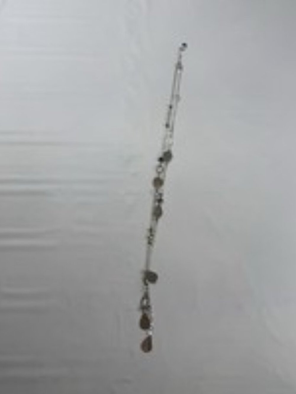 Vintage Y2K Silver Chain Necklace Layered Hearts Hammered Teardrop Dangle 38"